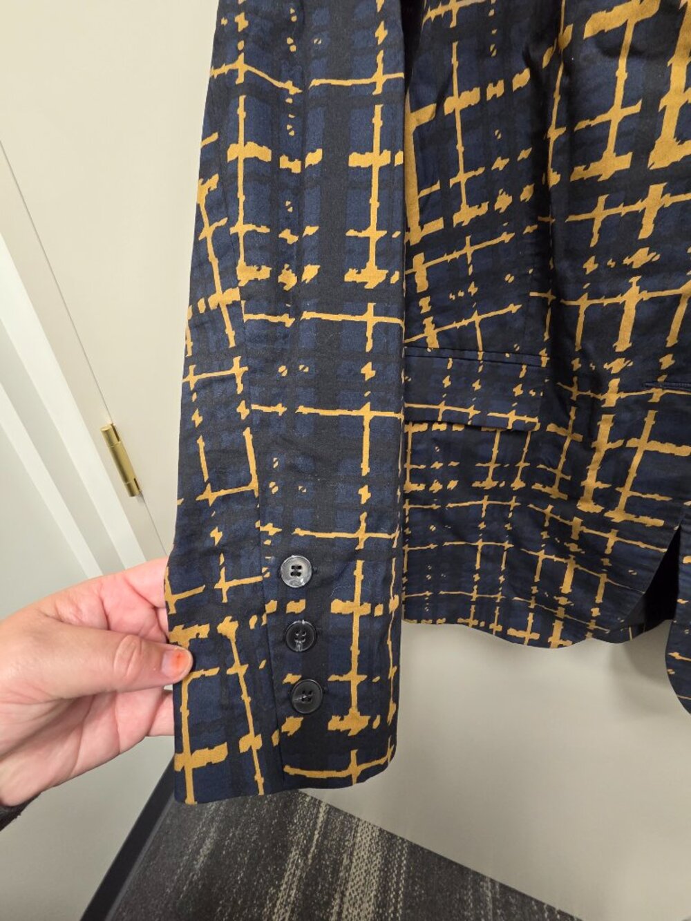 NU Denmark Navy and Gold Print Two Piece Suit - Picture 12 of 14